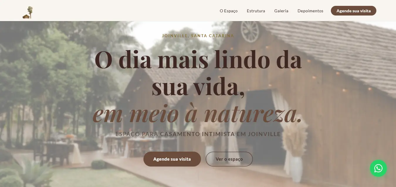 Página inicial do site profissional Sítio Tambaú